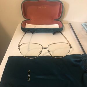 GUCCI EYEWEAR Aviator-style gold-tone optical glasses